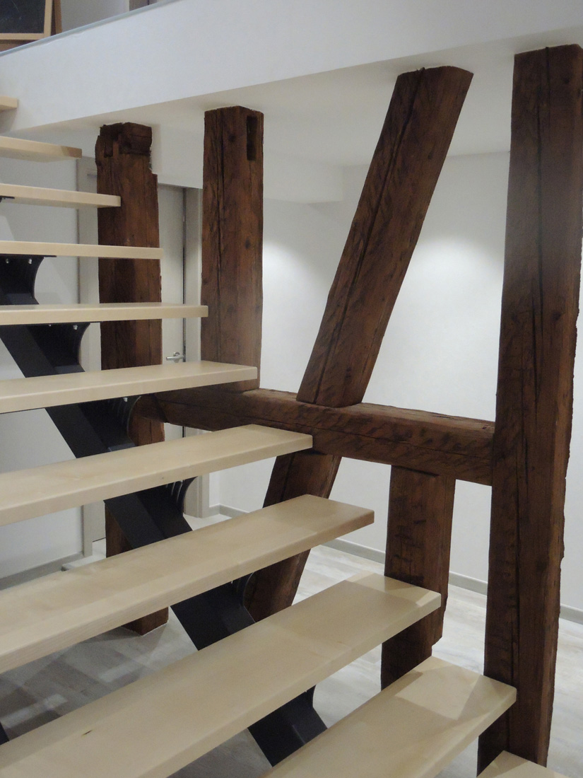 escalier bois métal combles
